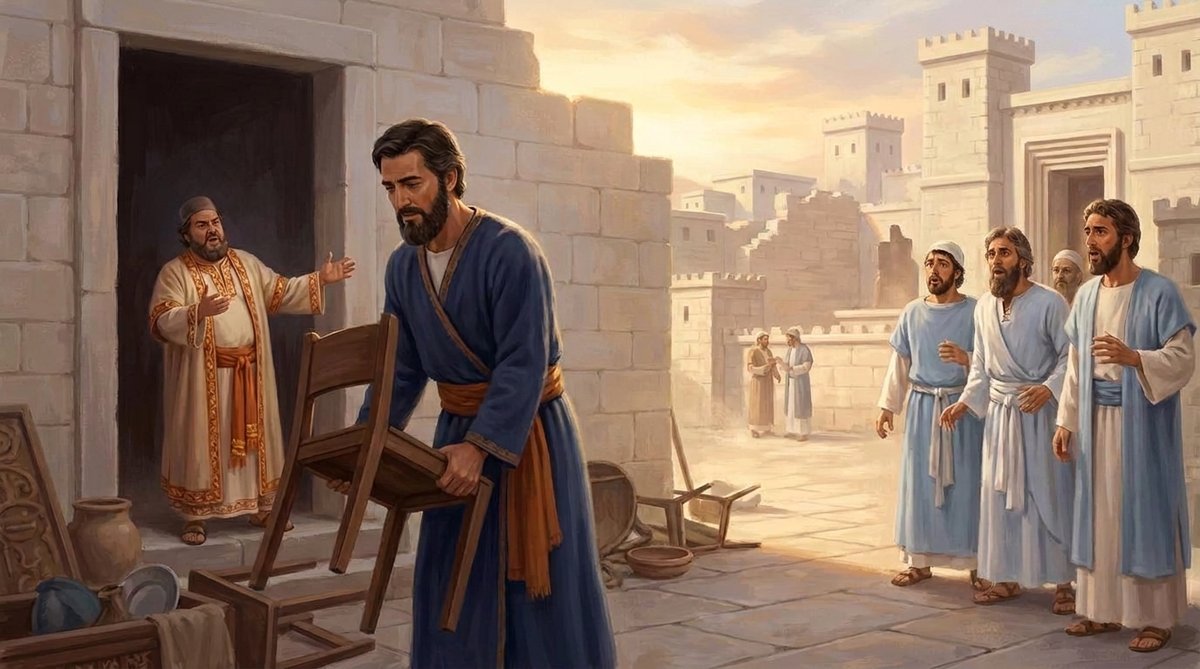 Neemias retira os móveis de Tobias da câmara do templo (Ne 13.4-9)